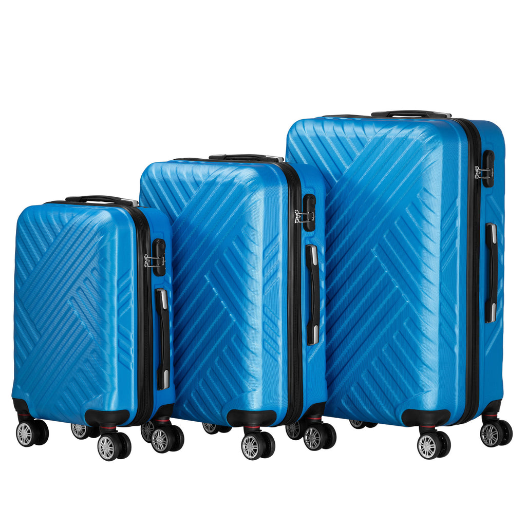 Herringbone suitcases, set of 3, ABS travel suitcases, with combination lock