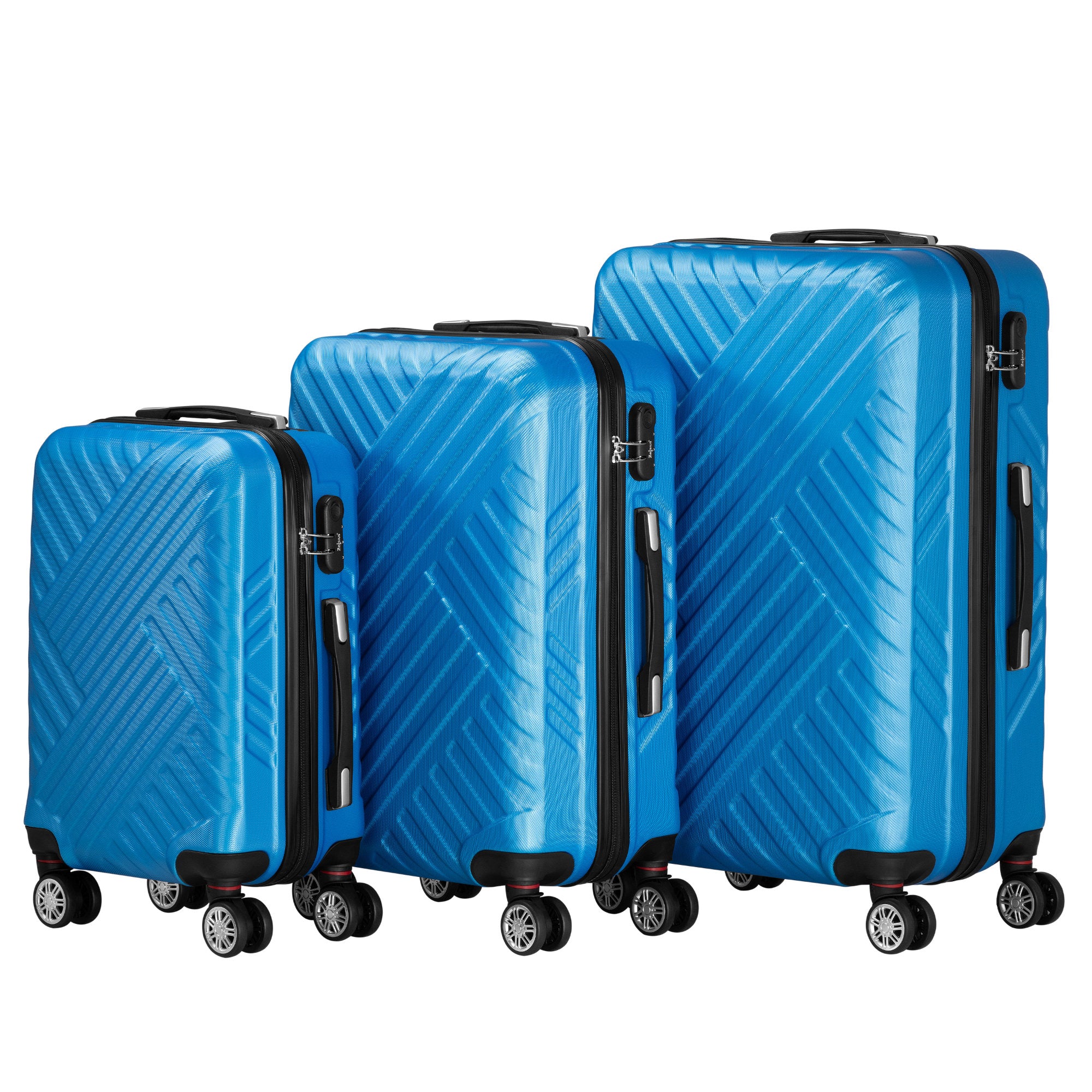 Herringbone suitcases, set of 3, ABS travel suitcases, with combination lock