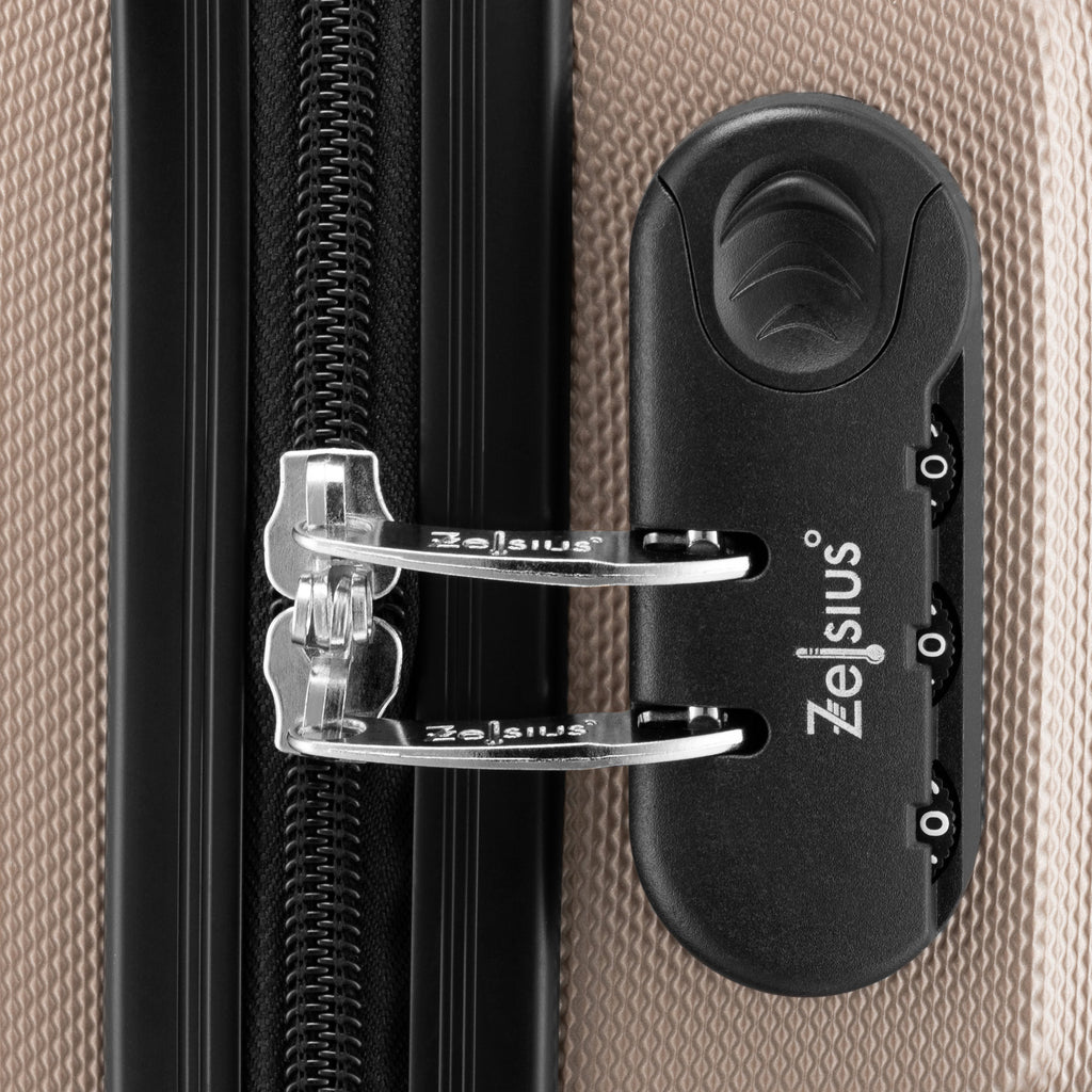 Herringbone suitcases, set of 3, ABS travel suitcases, with combination lock