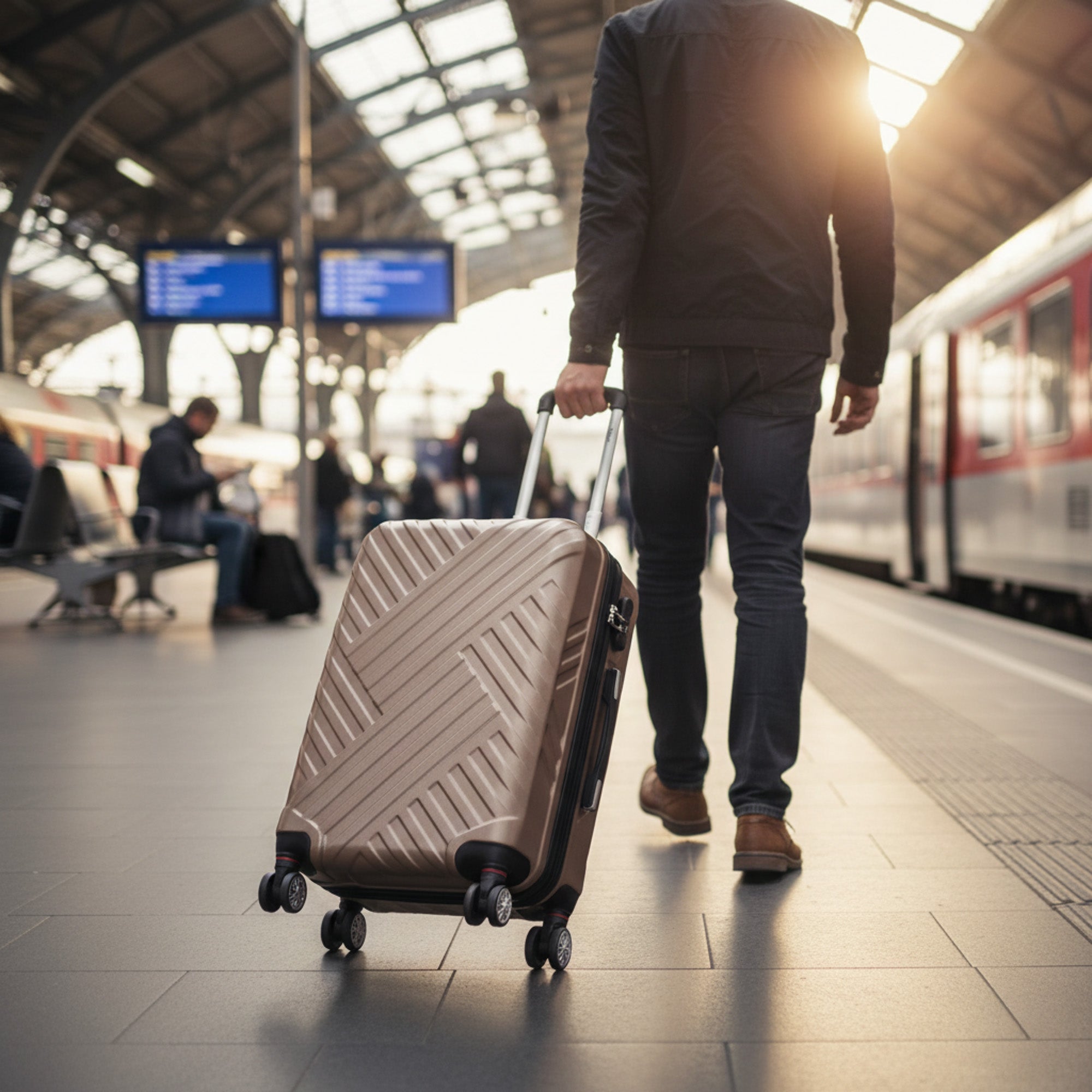 Herringbone suitcases, set of 3, ABS travel suitcases, with combination lock