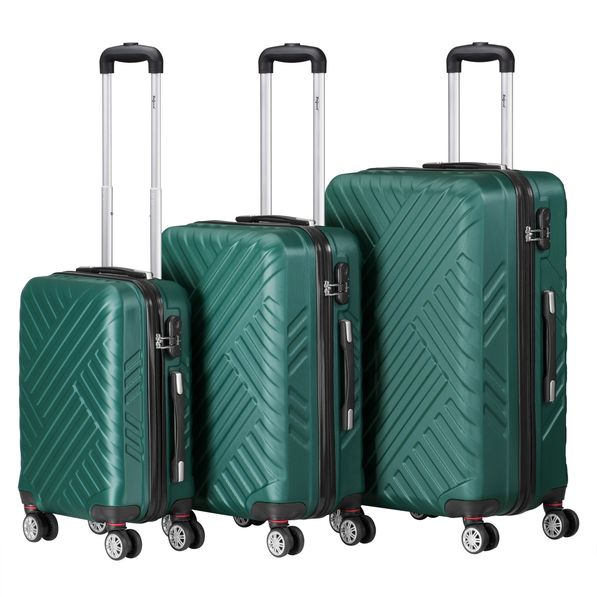 Herringbone suitcases, set of 3, ABS travel suitcases, with combination lock