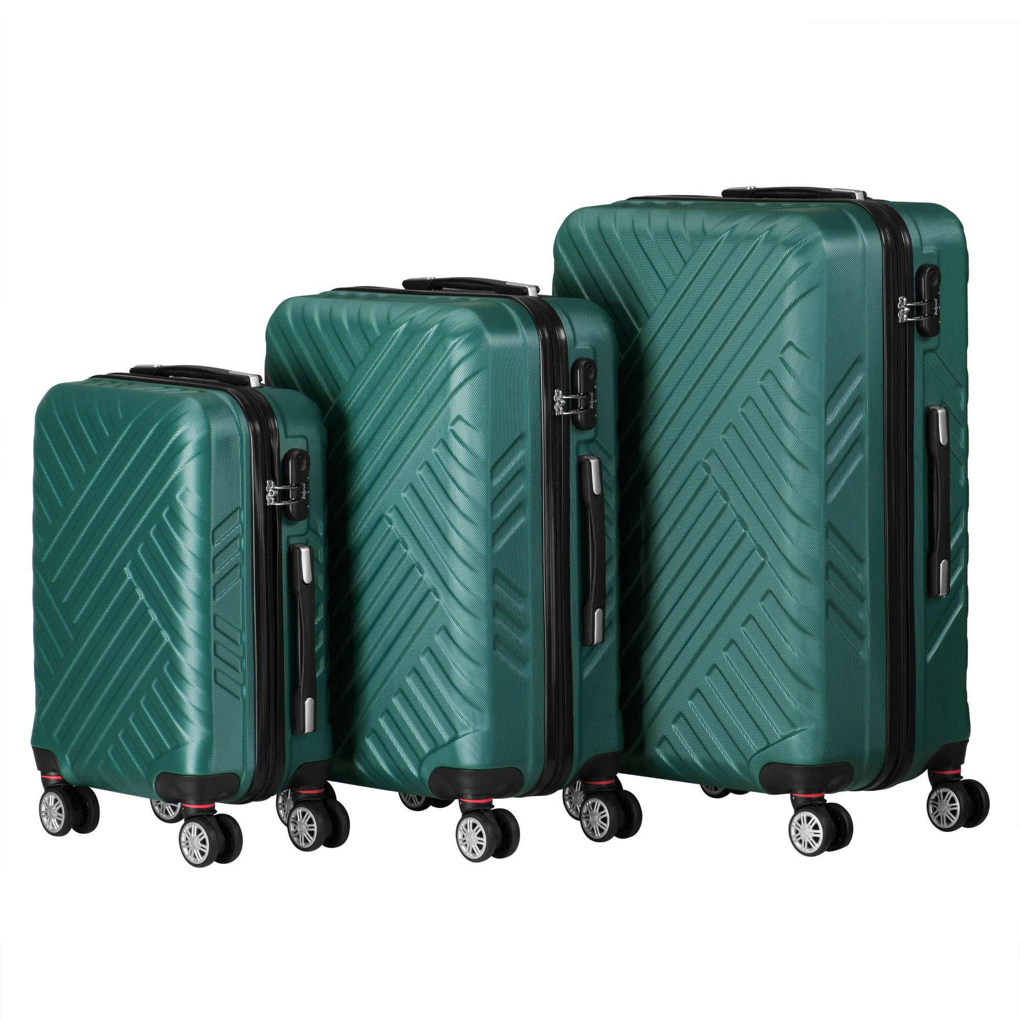 Herringbone suitcases, set of 3, ABS travel suitcases, with combination lock