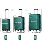 Herringbone suitcases, set of 3, ABS travel suitcases, with combination lock