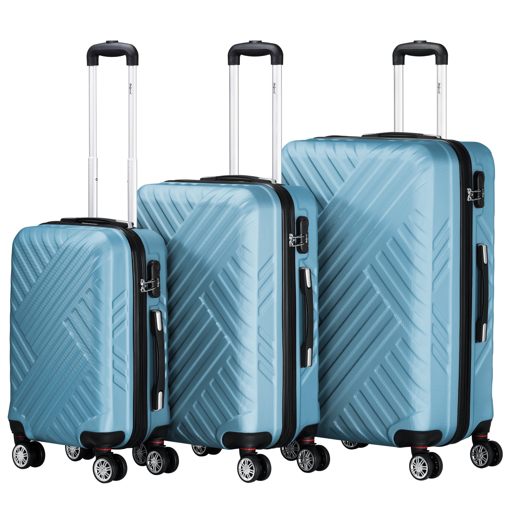 Herringbone suitcases, set of 3, ABS travel suitcases, with combination lock
