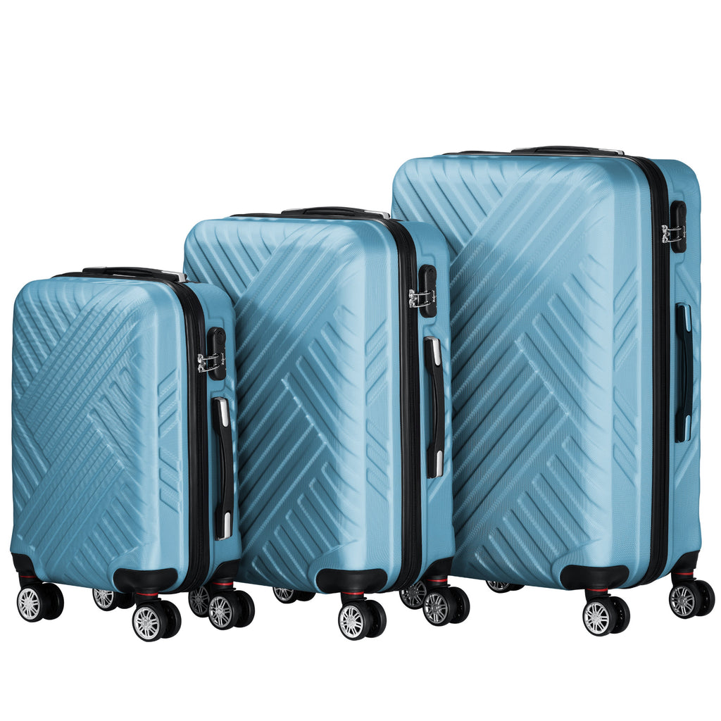 Herringbone suitcases, set of 3, ABS travel suitcases, with combination lock