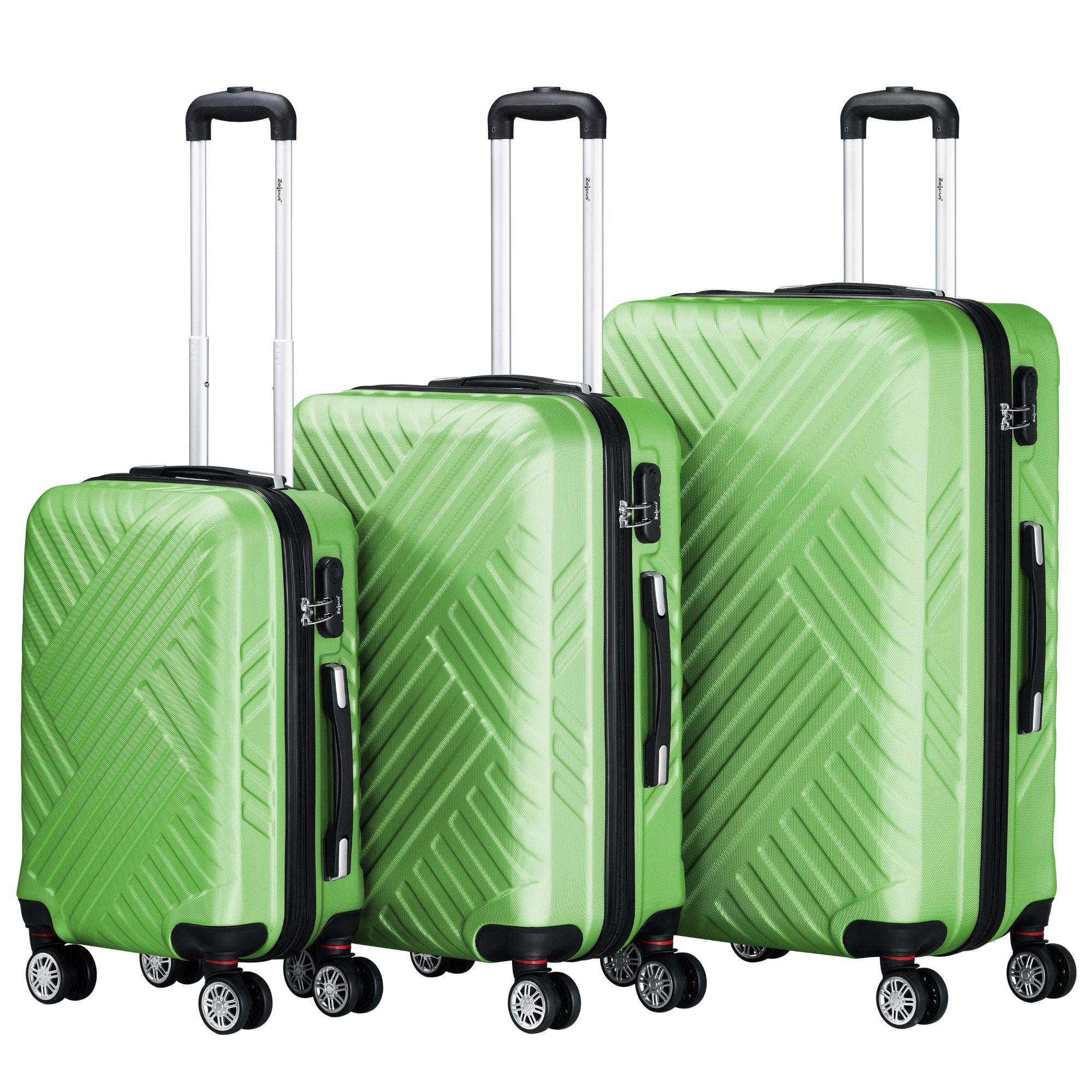 Herringbone suitcases, set of 3, ABS travel suitcases, with combination lock