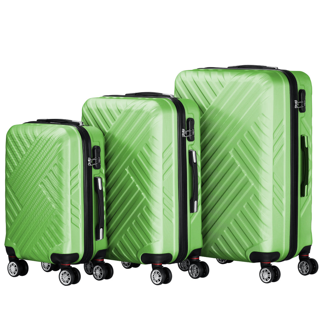 Herringbone suitcases, set of 3, ABS travel suitcases, with combination lock