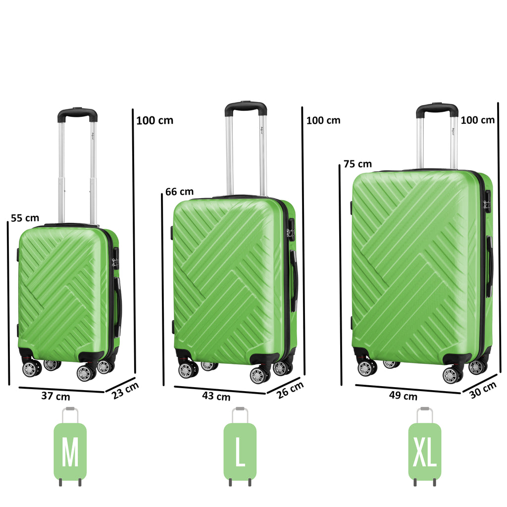 Herringbone suitcases, set of 3, ABS travel suitcases, with combination lock