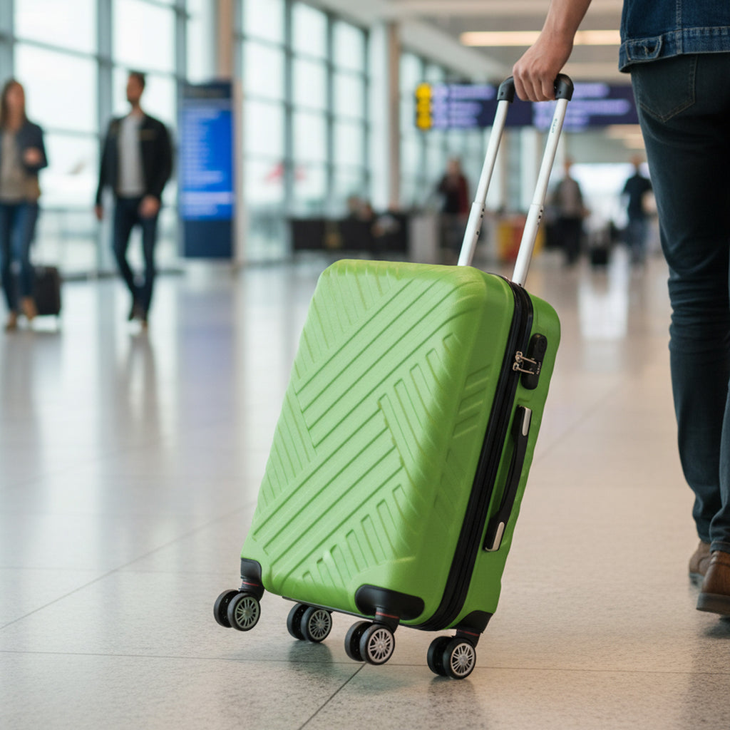 Herringbone suitcases, set of 3, ABS travel suitcases, with combination lock