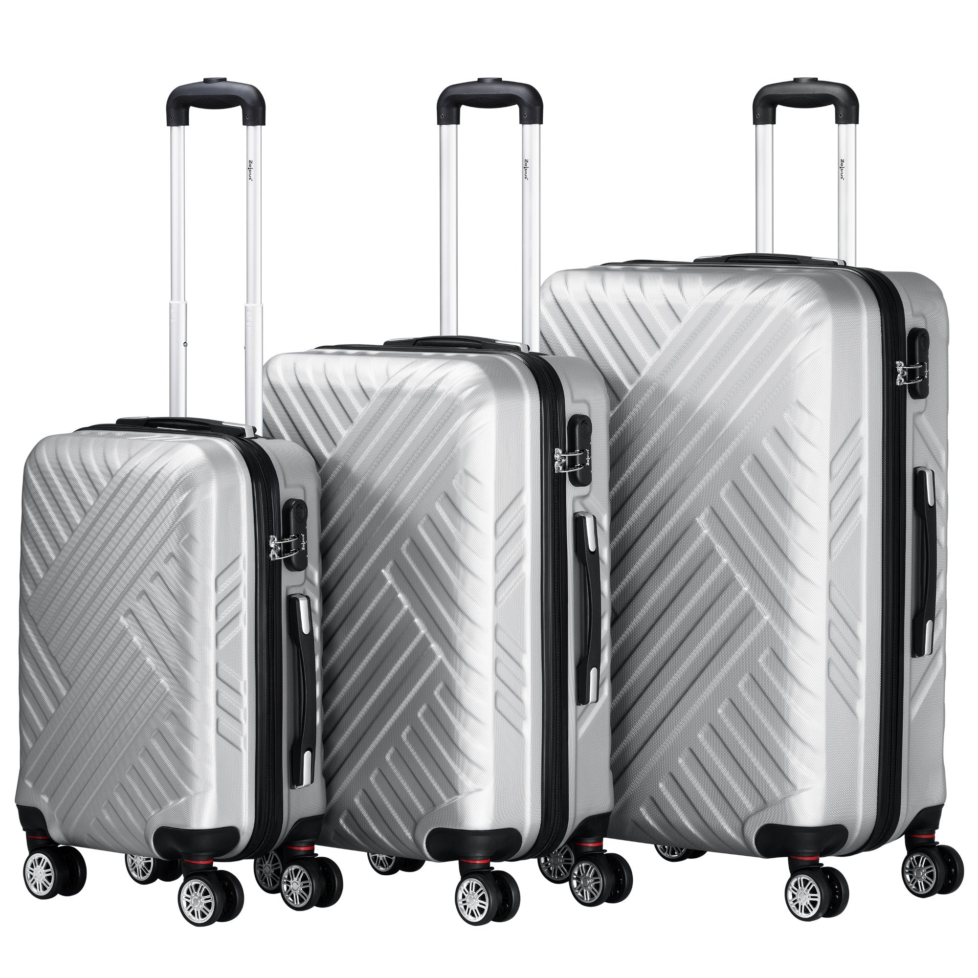 Herringbone suitcases, set of 3, ABS travel suitcases, with combination lock