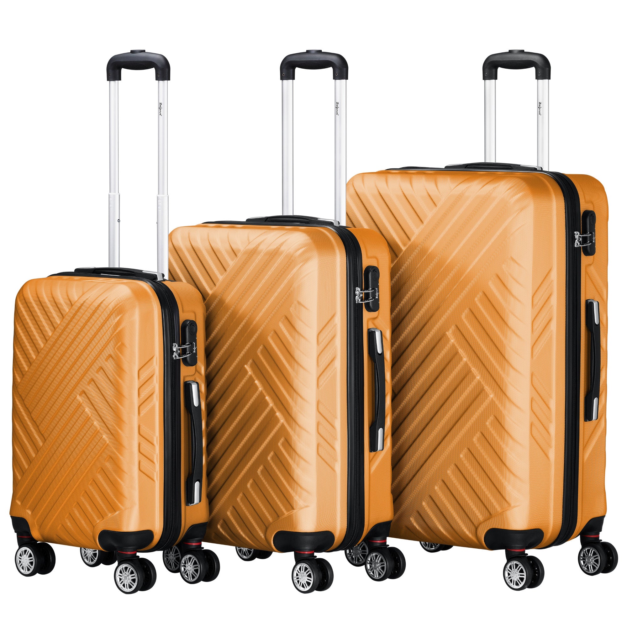 Herringbone suitcases, set of 3, ABS travel suitcases, with combination lock