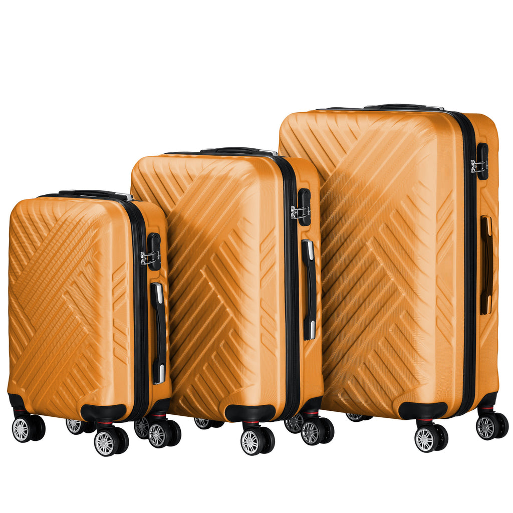 Herringbone suitcases, set of 3, ABS travel suitcases, with combination lock
