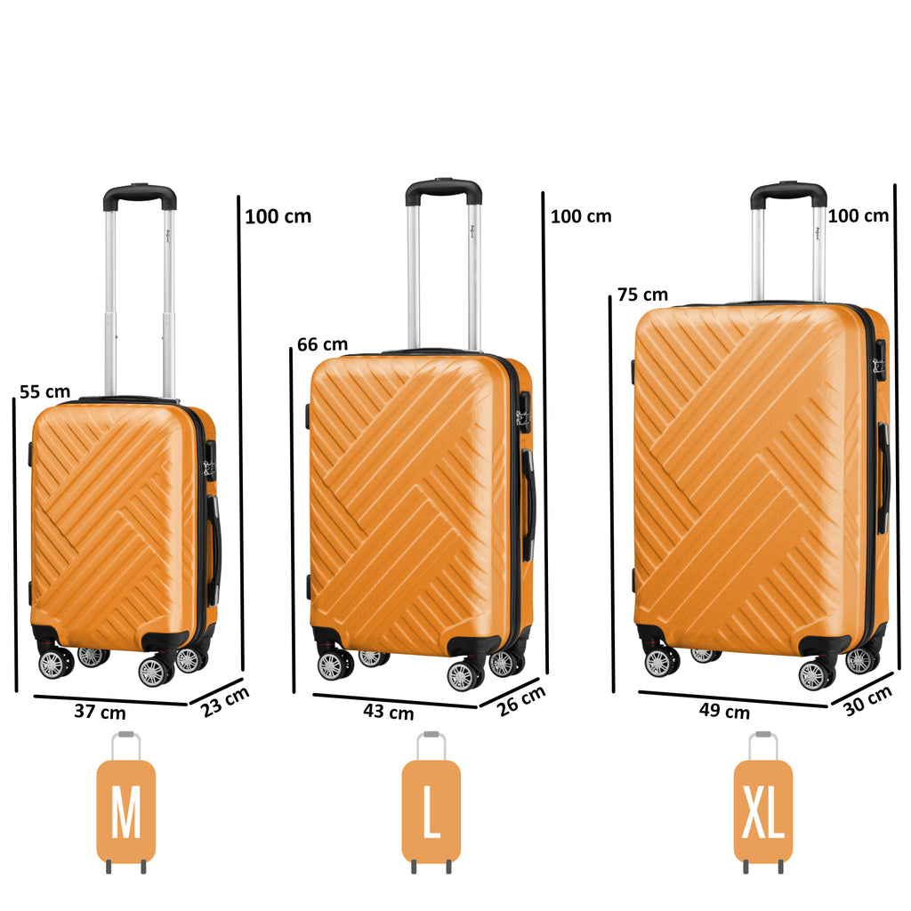 Herringbone suitcases, set of 3, ABS travel suitcases, with combination lock