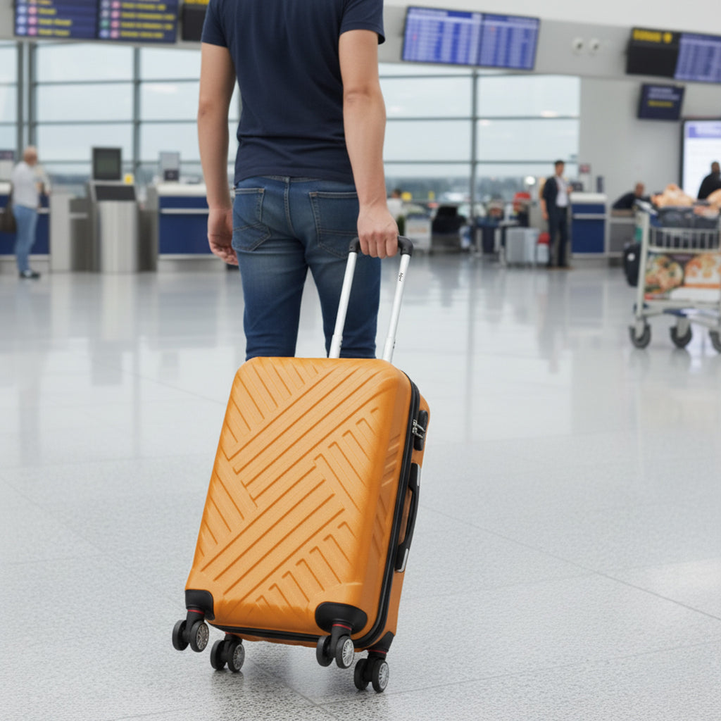 Herringbone suitcases, set of 3, ABS travel suitcases, with combination lock