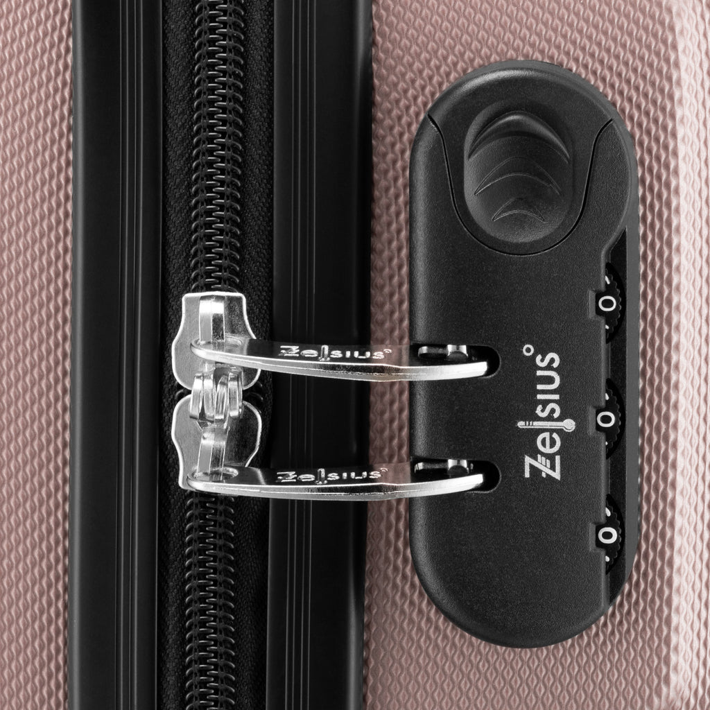 Herringbone suitcases, set of 3, ABS travel suitcases, with combination lock