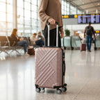 Herringbone suitcases, set of 3, ABS travel suitcases, with combination lock