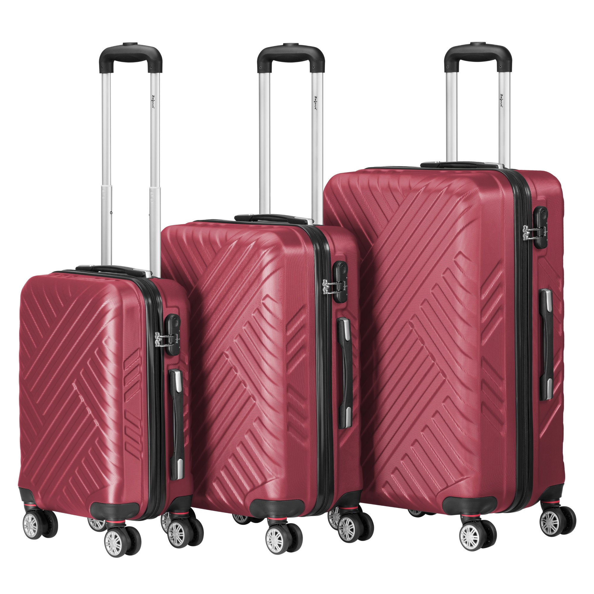 Herringbone suitcases, set of 3, ABS travel suitcases, with combination lock