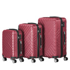 Herringbone suitcases, set of 3, ABS travel suitcases, with combination lock