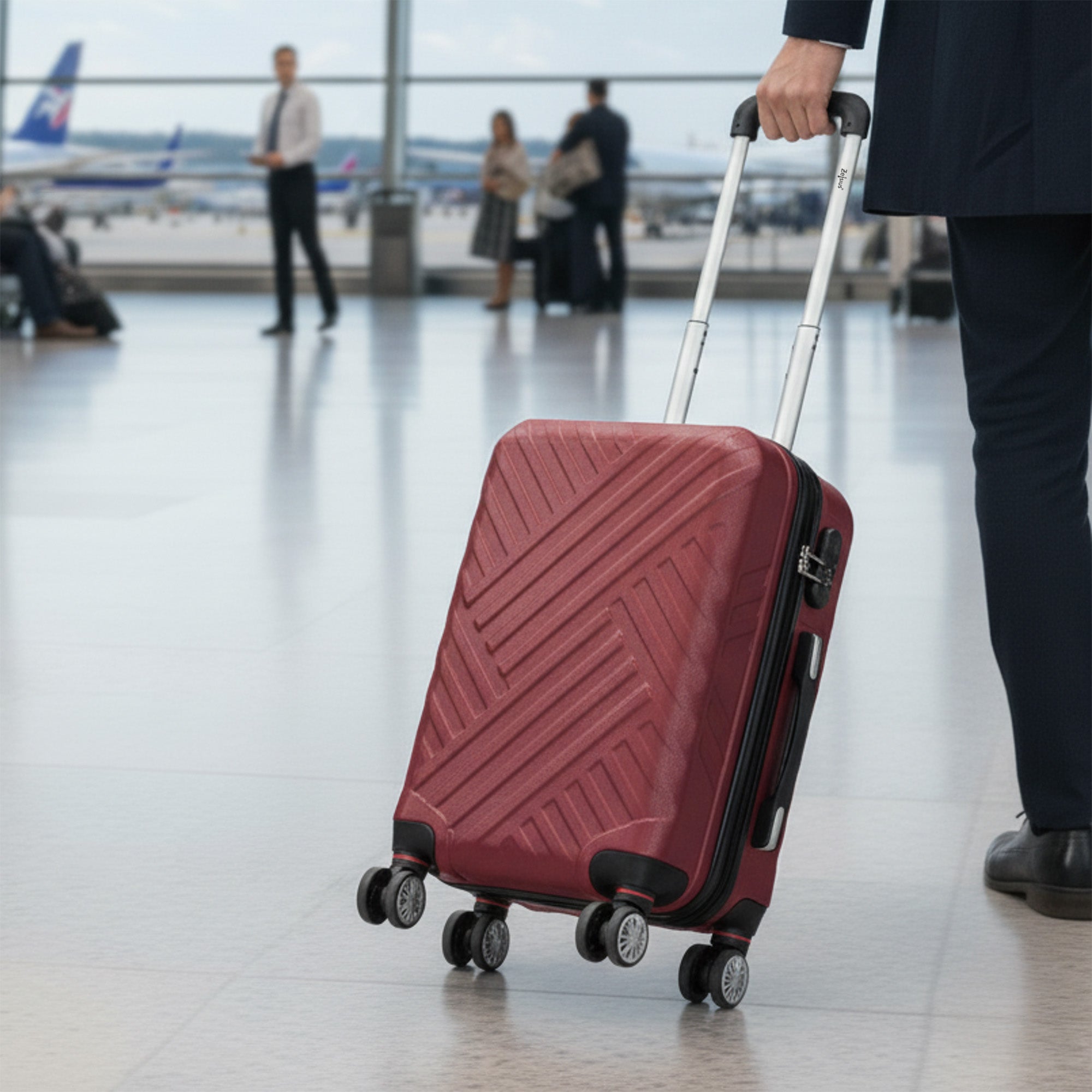 Herringbone suitcases, set of 3, ABS travel suitcases, with combination lock