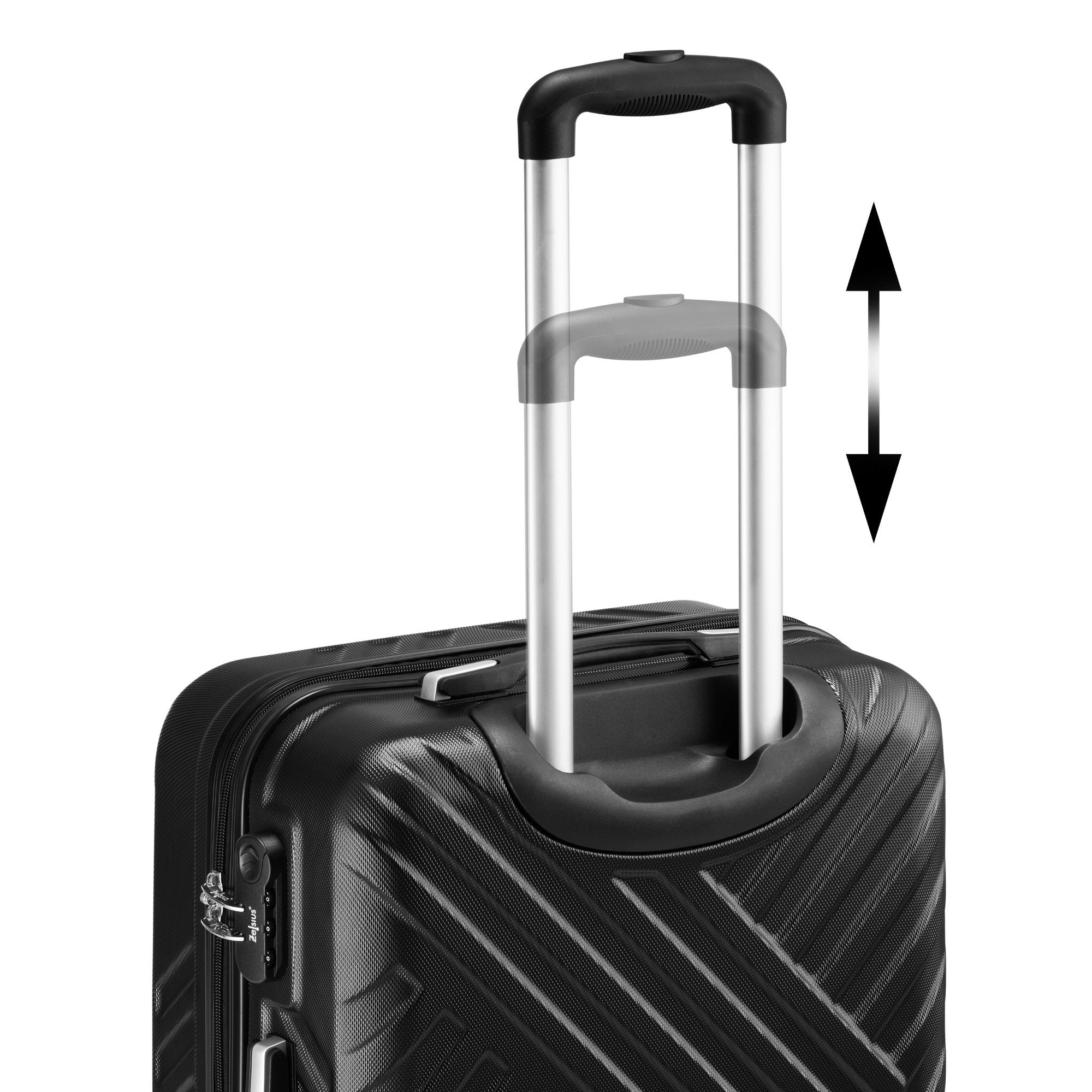 Herringbone suitcases, set of 3, ABS travel suitcases, with combination lock