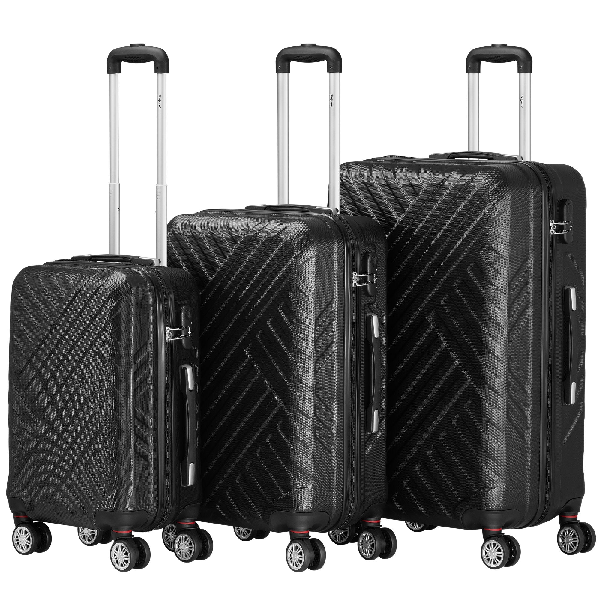 Herringbone suitcases, set of 3, ABS travel suitcases, with combination lock