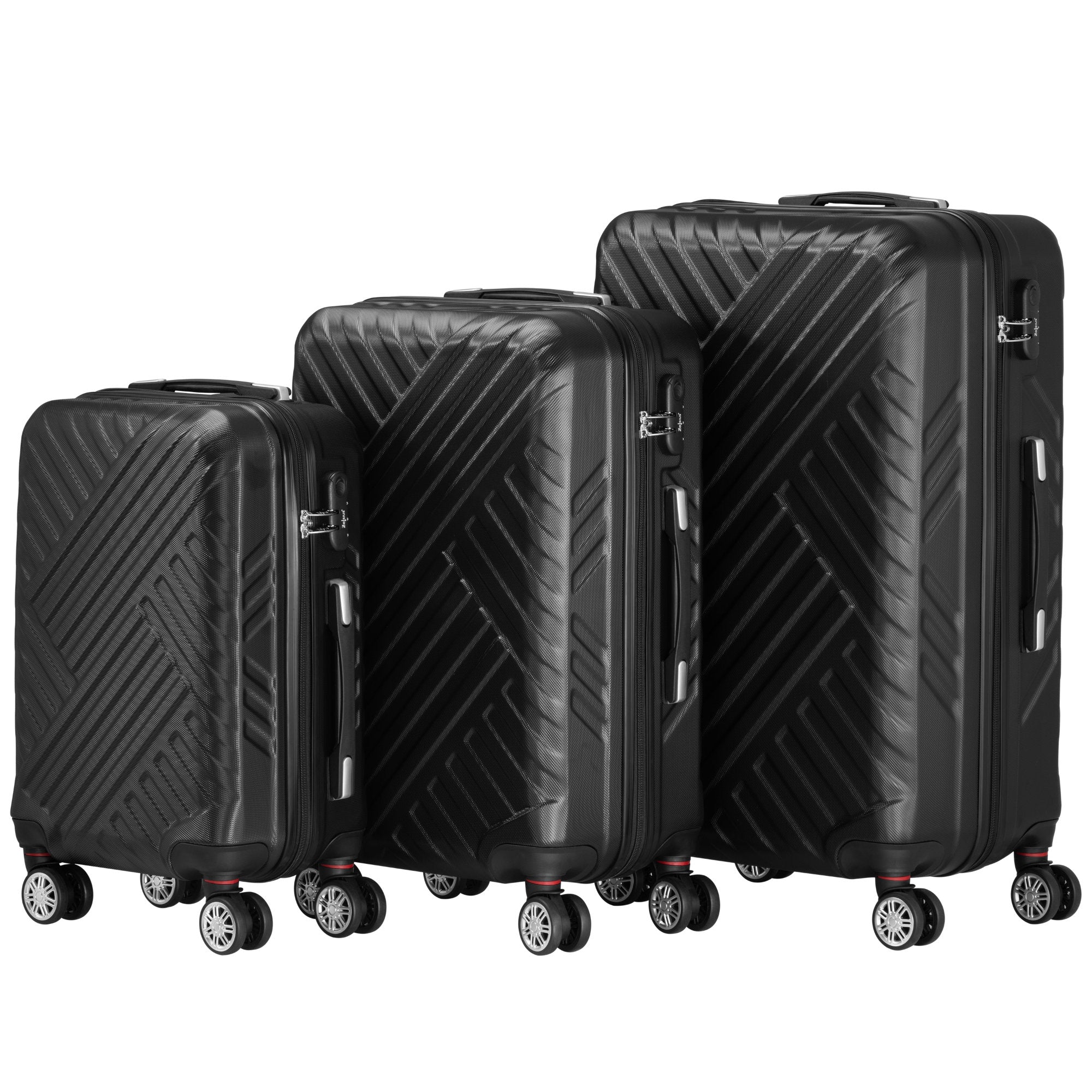 Herringbone suitcases, set of 3, ABS travel suitcases, with combination lock