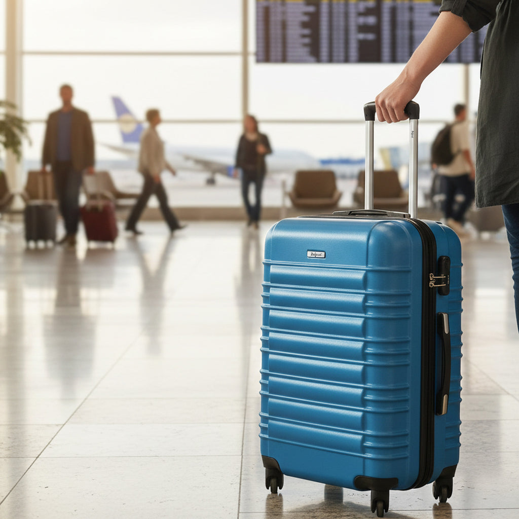 Valises rayées, lot de 4, valises de voyage en ABS, avec serrure à combinaison