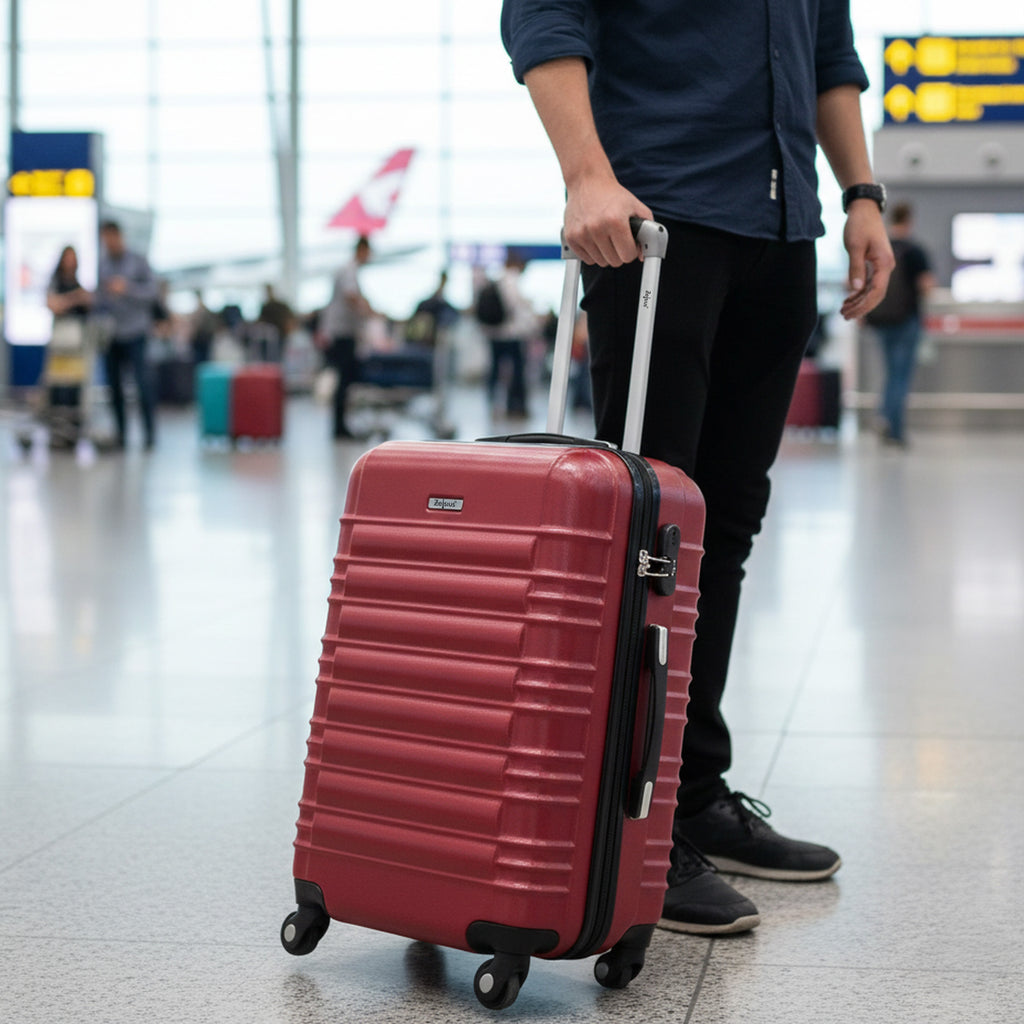Valises rayées, lot de 4, valises de voyage en ABS, avec serrure à combinaison