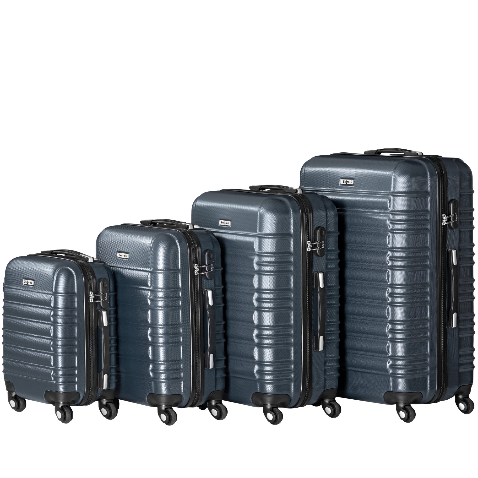 Valises rayées, lot de 4, valises de voyage en ABS, avec serrure à combinaison