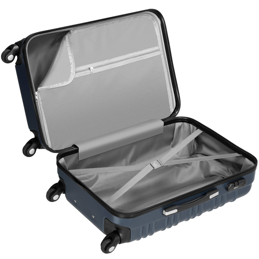 Valises rayées, lot de 4, valises de voyage en ABS, avec serrure à combinaison