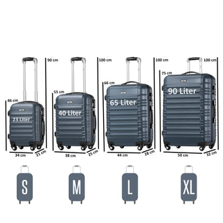 "Striped" suitcases, set of 4, ABS travel suitcases, with combination lock