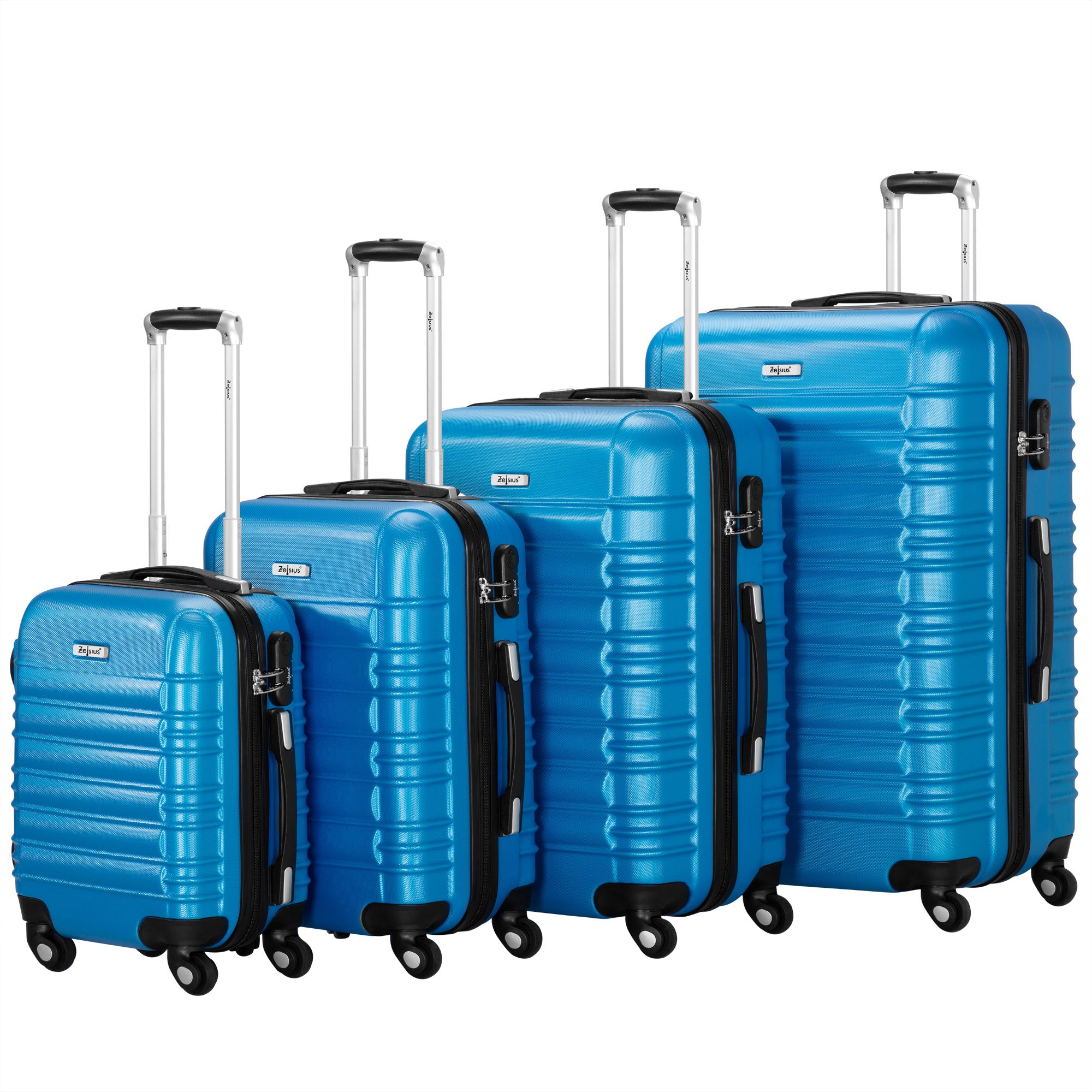 "Striped" suitcases, set of 4, ABS travel suitcases, with combination lock