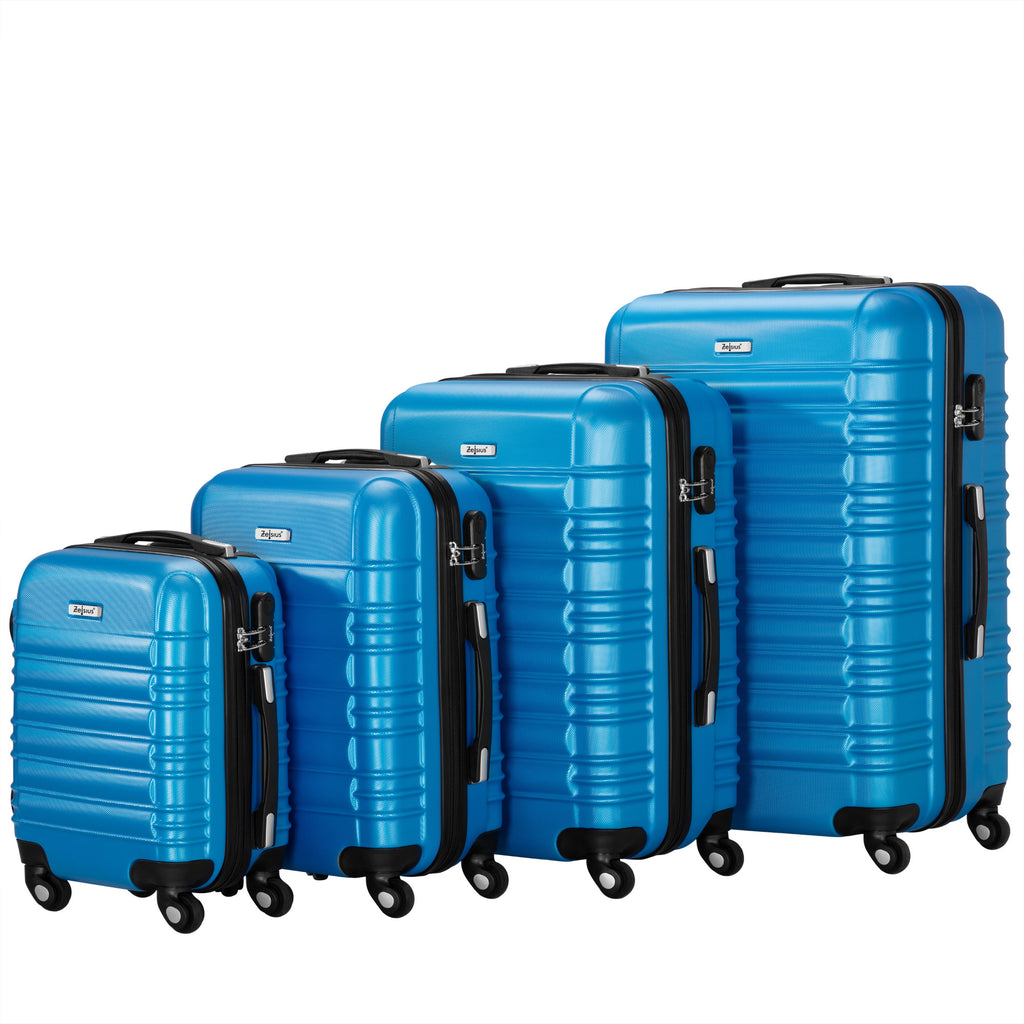 Valises rayées, lot de 4, valises de voyage en ABS, avec serrure à combinaison