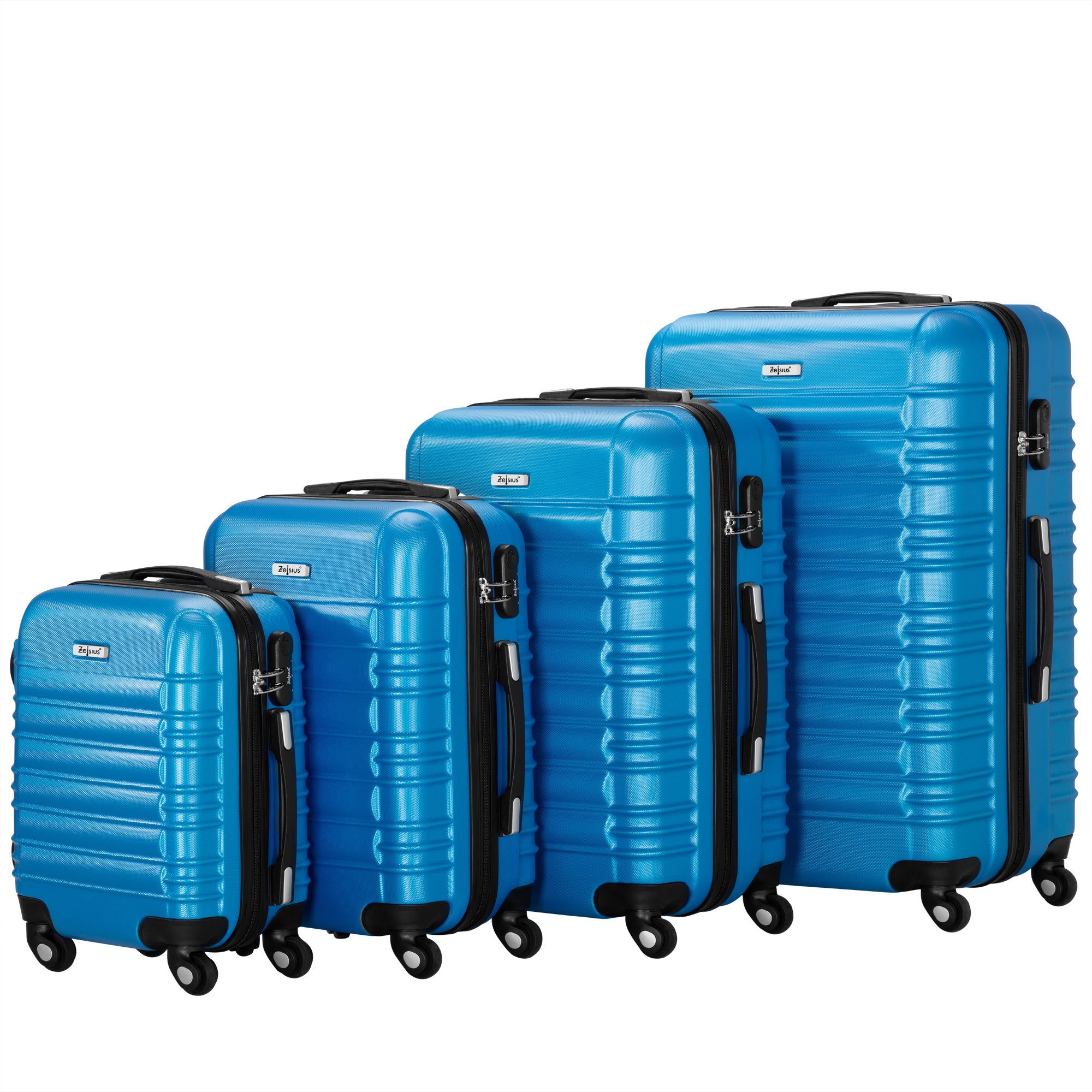 Valises rayées, lot de 4, valises de voyage en ABS, avec serrure à combinaison