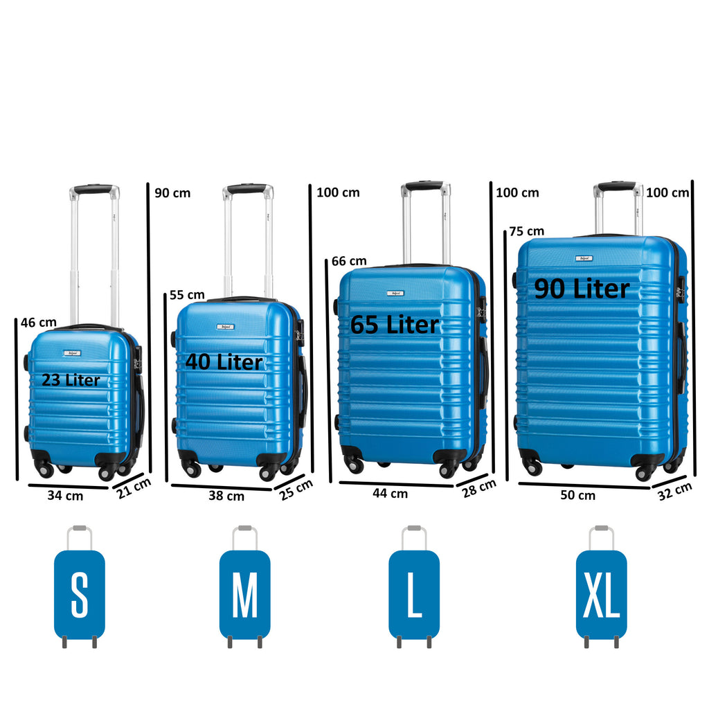 Valises rayées, lot de 4, valises de voyage en ABS, avec serrure à combinaison