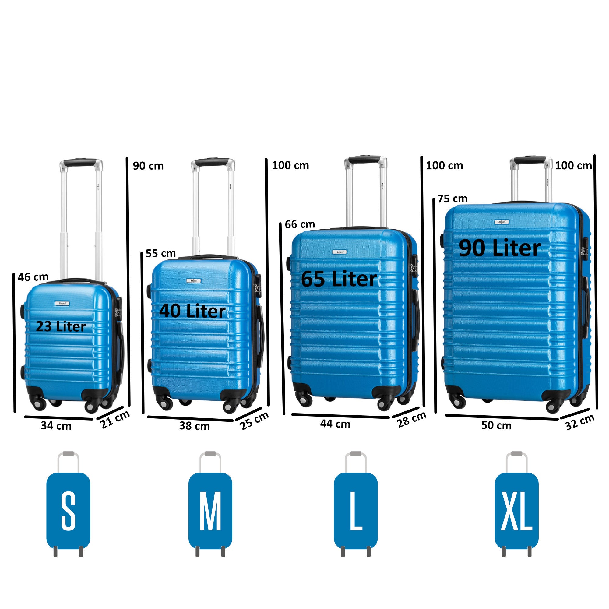 Valises rayées, lot de 4, valises de voyage en ABS, avec serrure à combinaison