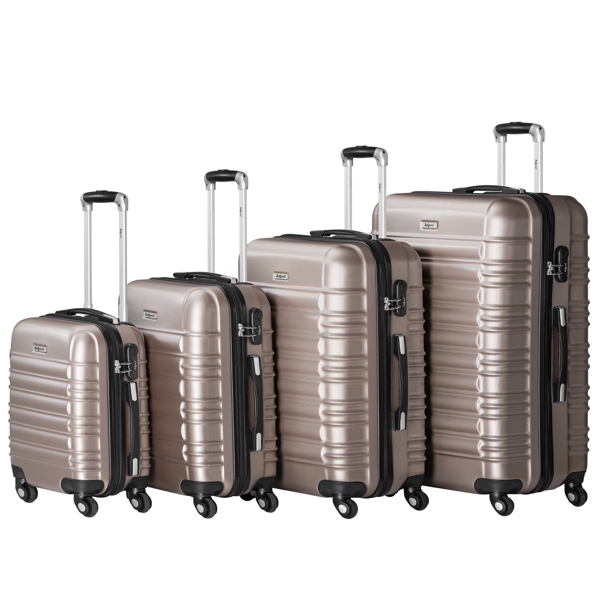 "Striped" suitcases, set of 4, ABS travel suitcases, with combination lock