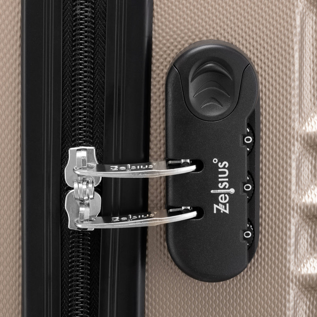 Valises rayées, lot de 4, valises de voyage en ABS, avec serrure à combinaison