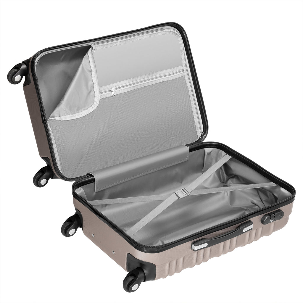 Valises rayées, lot de 4, valises de voyage en ABS, avec serrure à combinaison