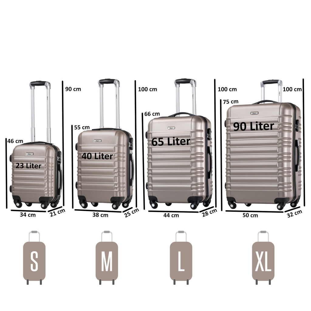 Valises rayées, lot de 4, valises de voyage en ABS, avec serrure à combinaison