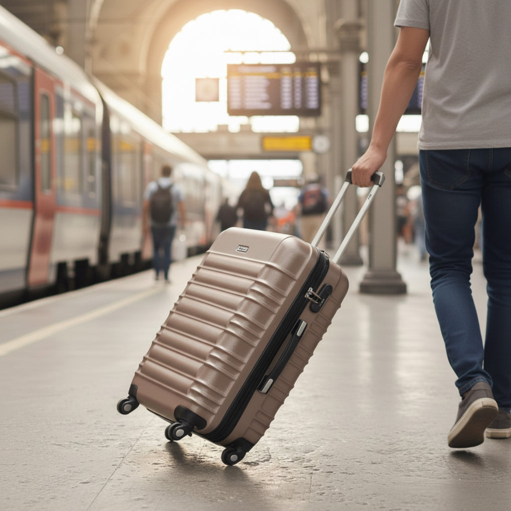 Valises rayées, lot de 4, valises de voyage en ABS, avec serrure à combinaison