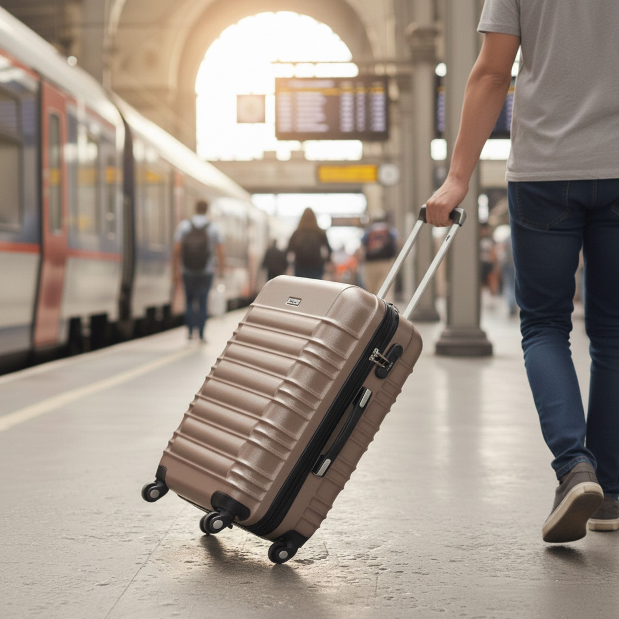 Valises rayées, lot de 4, valises de voyage en ABS, avec serrure à combinaison