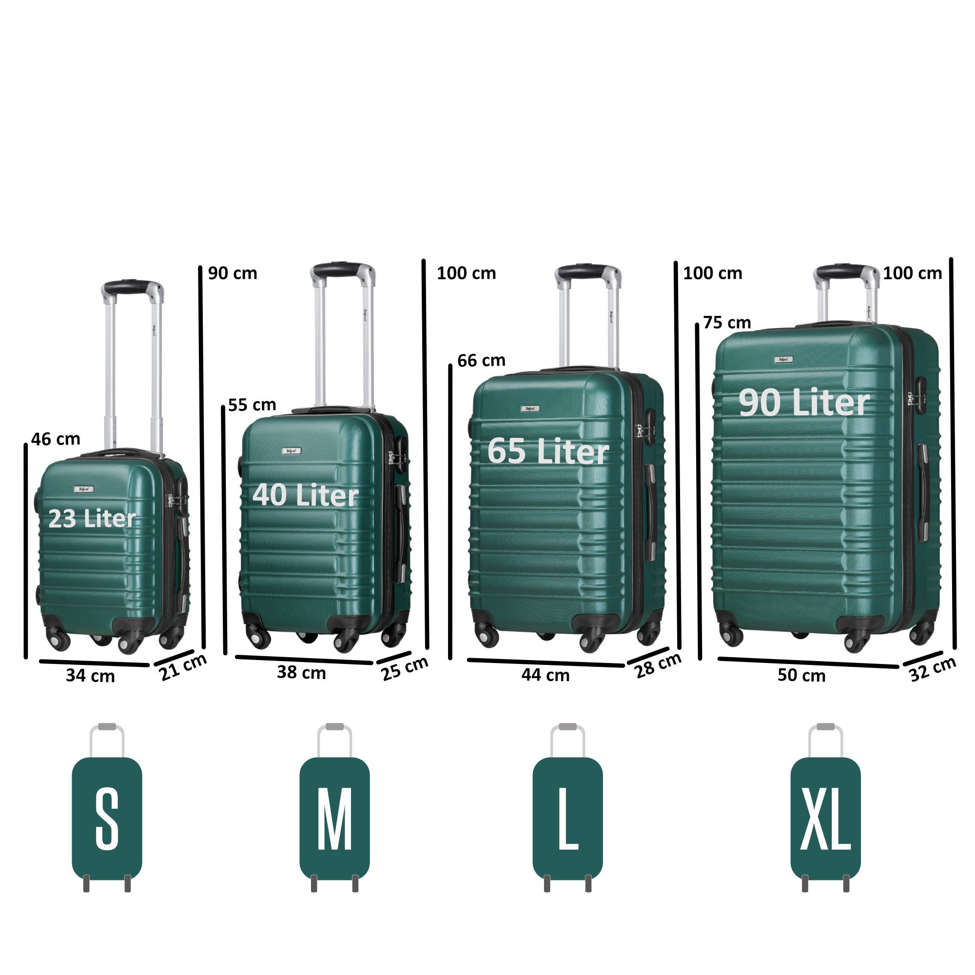 Valises rayées, lot de 4, valises de voyage en ABS, avec serrure à combinaison