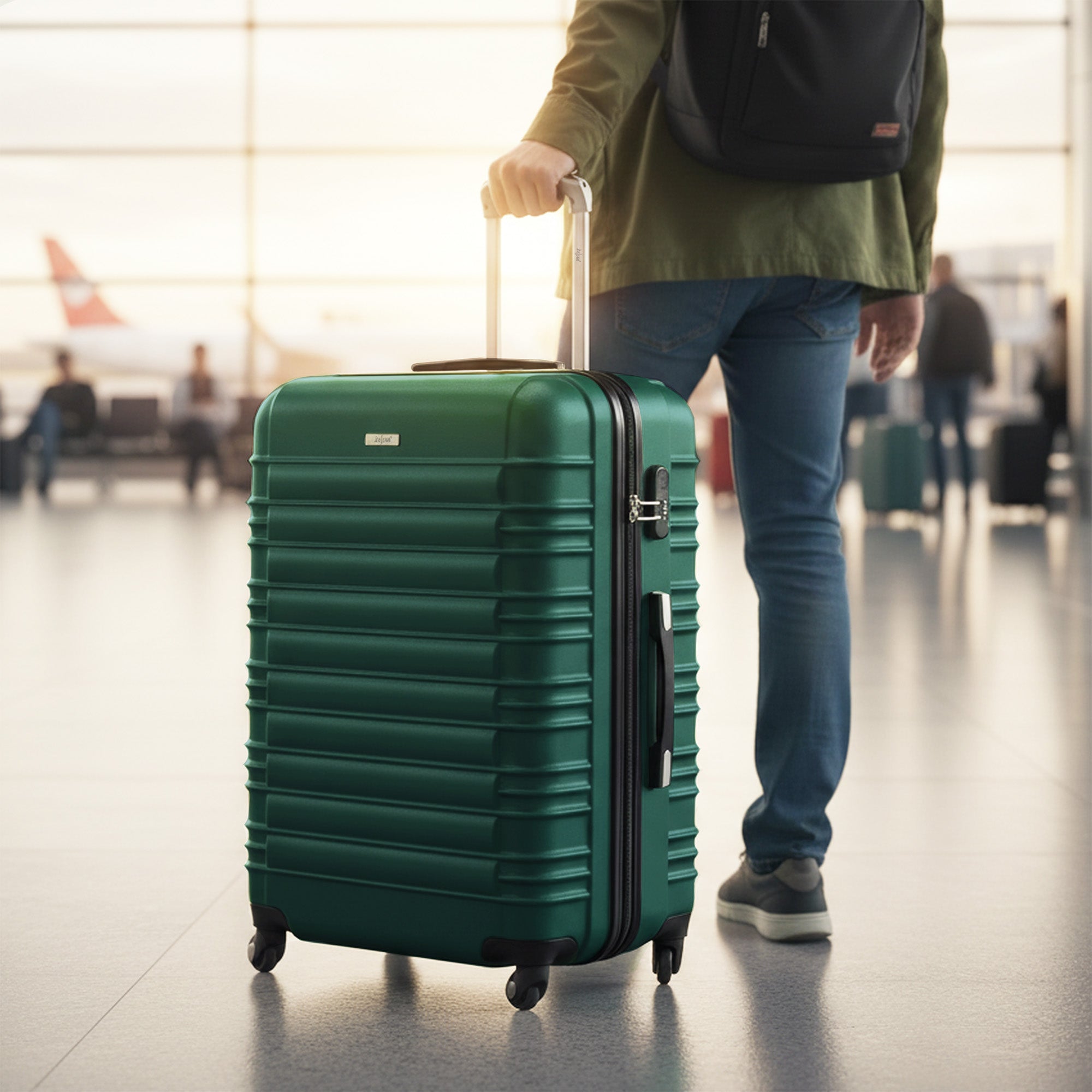 Valises rayées, lot de 4, valises de voyage en ABS, avec serrure à combinaison