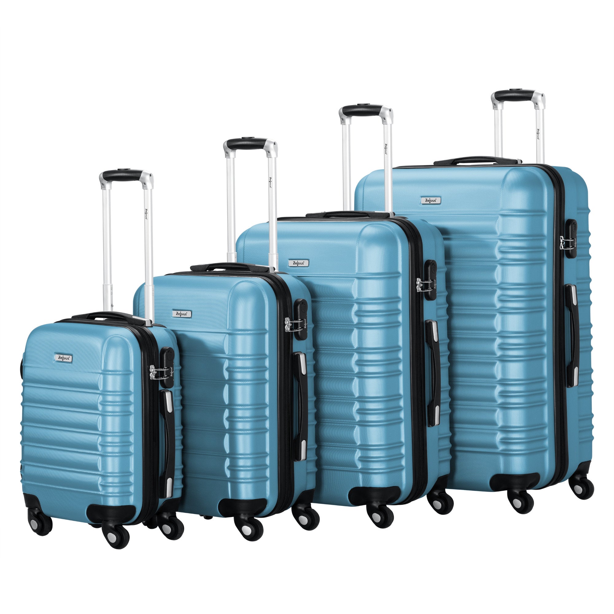 "Striped" suitcases, set of 4, ABS travel suitcases, with combination lock