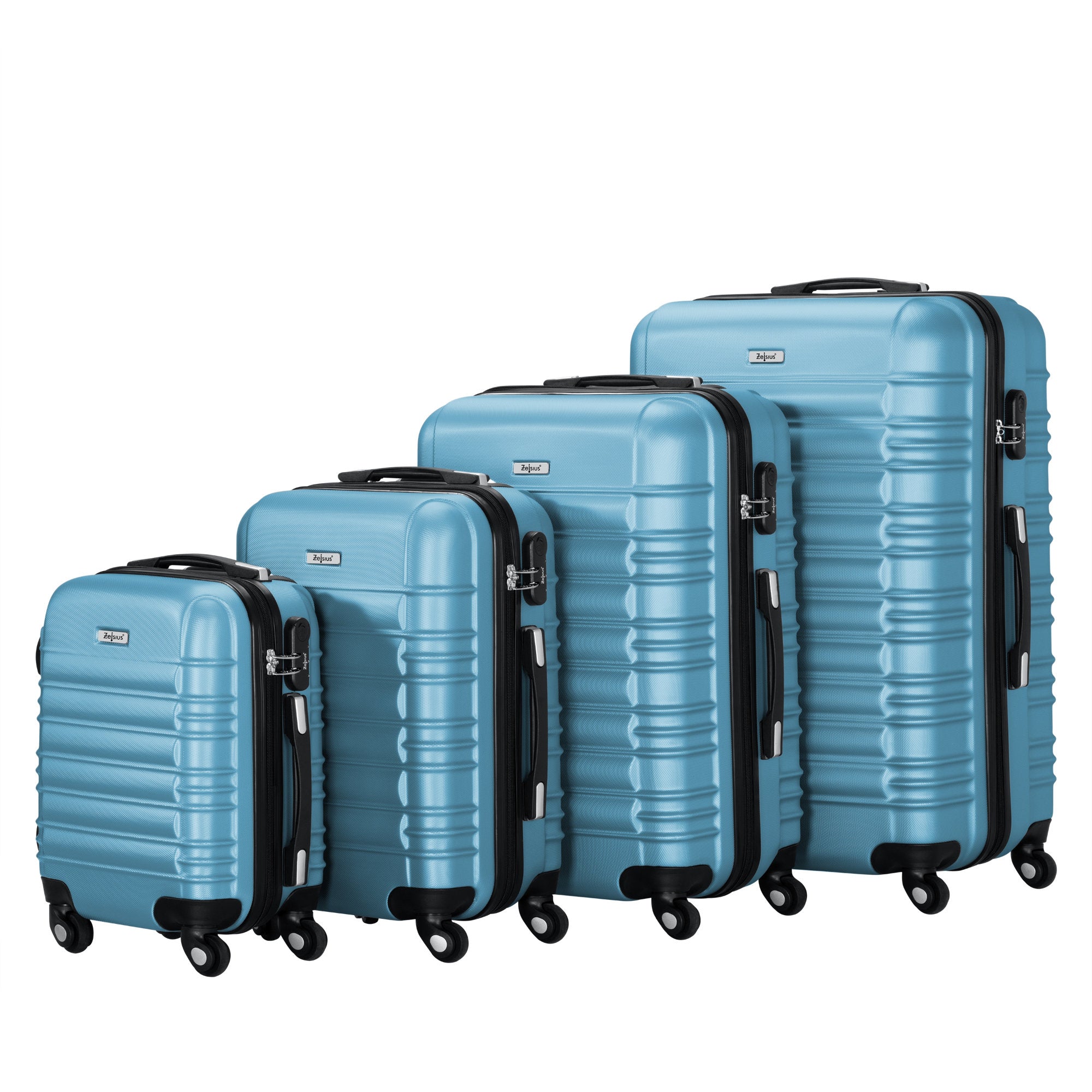 Valises rayées, lot de 4, valises de voyage en ABS, avec serrure à combinaison
