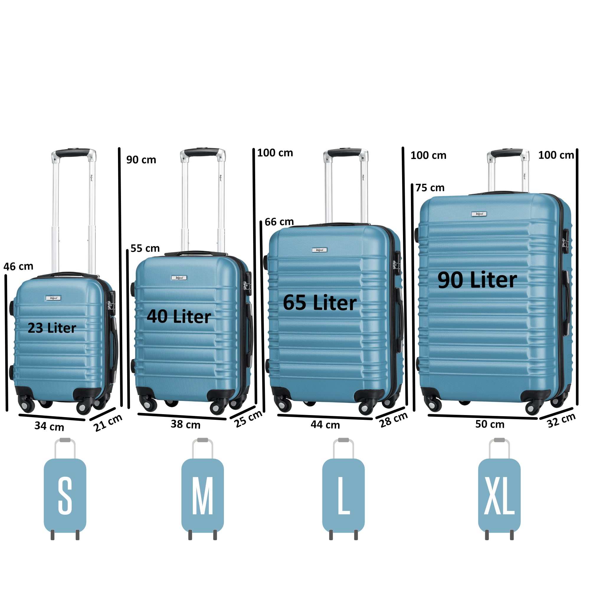 Valises rayées, lot de 4, valises de voyage en ABS, avec serrure à combinaison