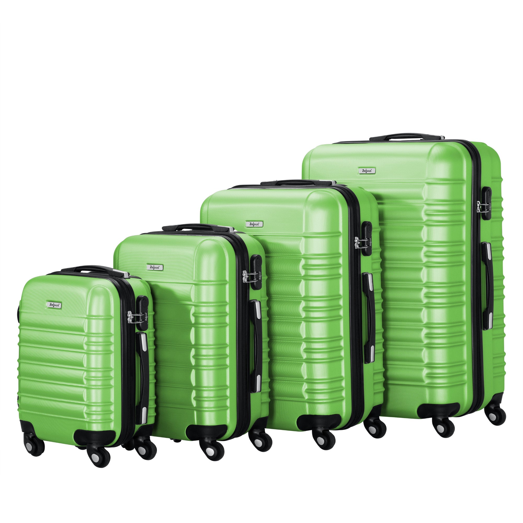 Valises rayées, lot de 4, valises de voyage en ABS, avec serrure à combinaison