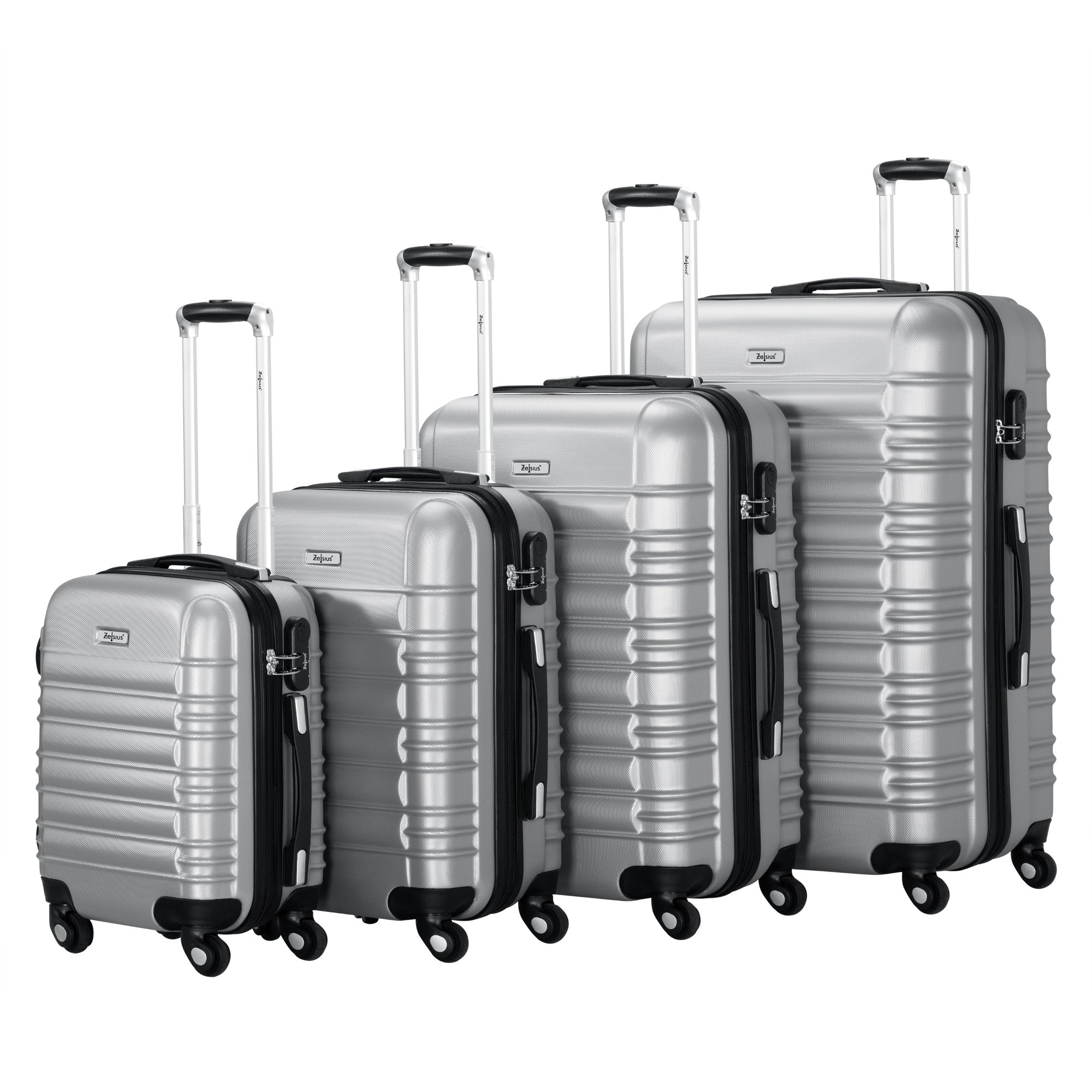 "Striped" suitcases, set of 4, ABS travel suitcases, with combination lock