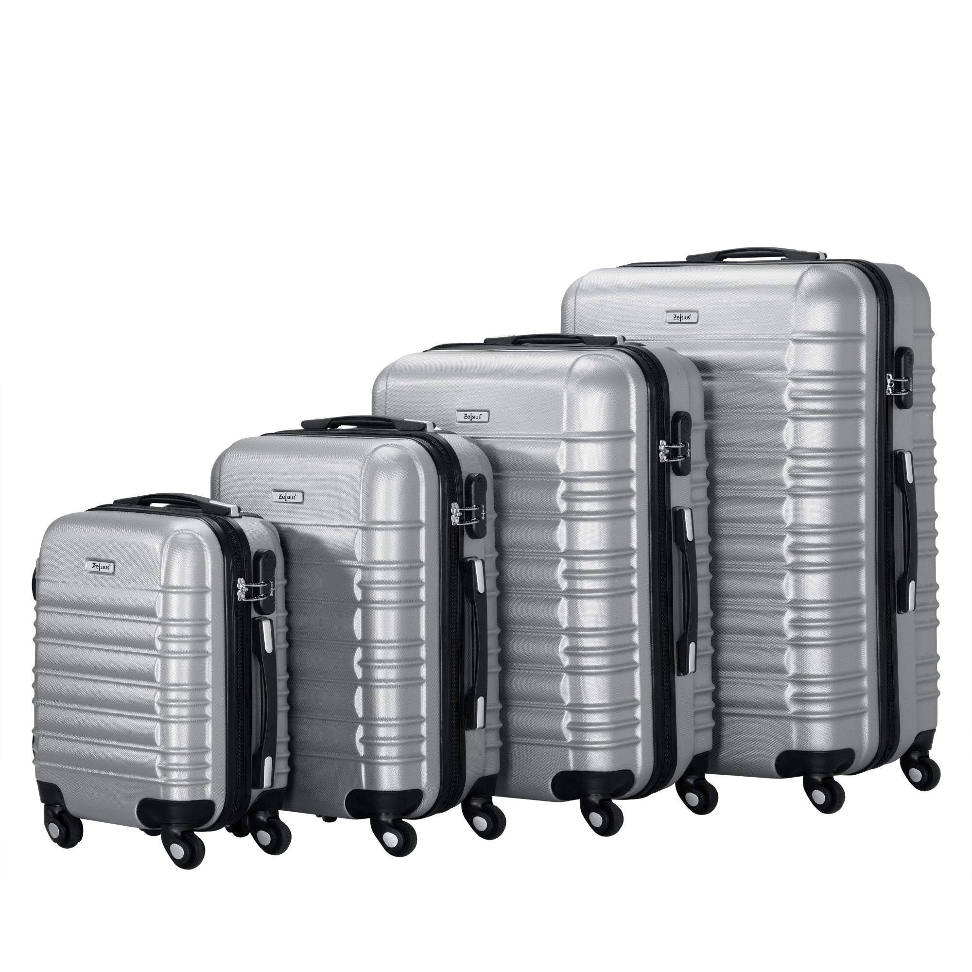 Valises rayées, lot de 4, valises de voyage en ABS, avec serrure à combinaison